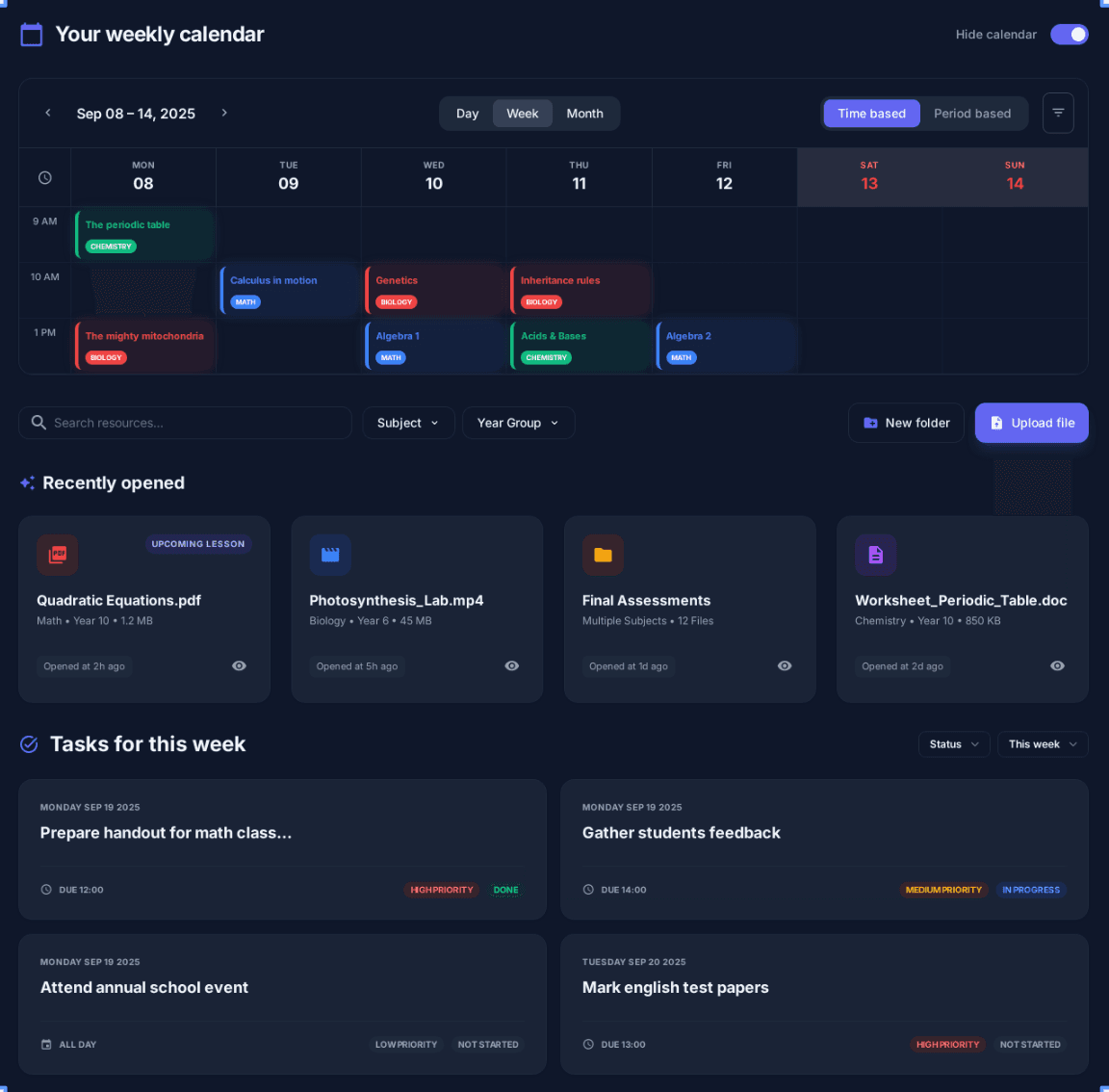 Dashboard Desktop View